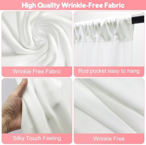 Ivory Backdrop Curtains Drapes for Parties Wedding, 5x8FT 2 Panel in 5'(W) x 8'(H), 2 panels in Ivory, alternate view 3