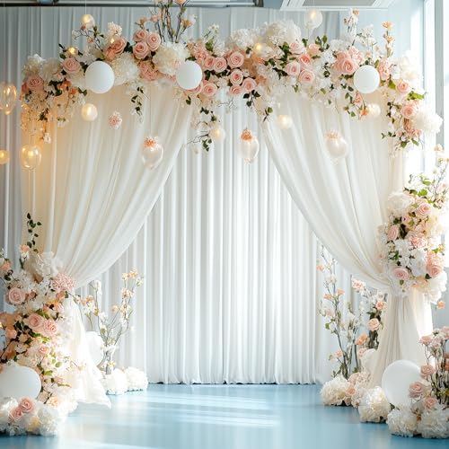 Ivory Backdrop Curtains Drapes for Parties Wedding, 5x8FT 2 Panel in 5'(W) x 8'(H), 2 panels in Ivory, alternate view 4