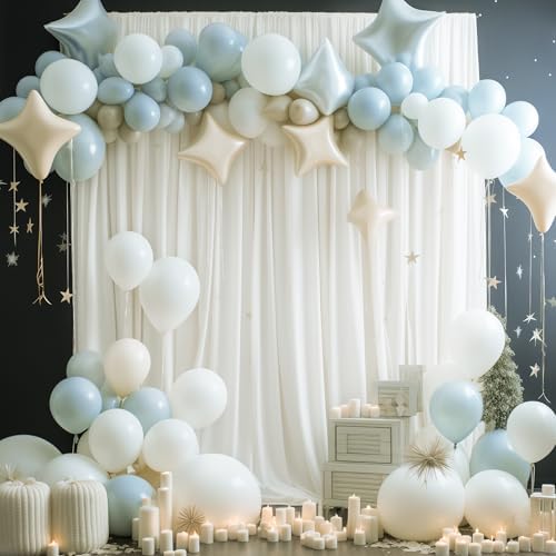 Ivory Backdrop Curtains Drapes for Parties Wedding, 5x8FT 2 Panel in 5'(W) x 8'(H), 2 panels in Ivory, alternate view 5