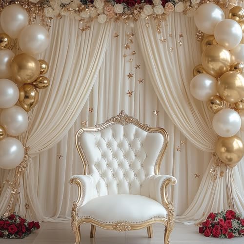 Ivory Backdrop Curtains for Wedding Parties, 30x7FT Wrinkle Free Photo Backdrop Curtains for Wedding Birthday, alternate view