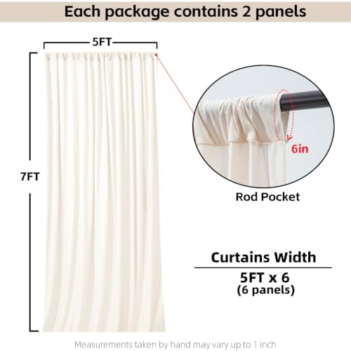 Ivory Backdrop Curtains for Wedding Parties, 30x7FT Wrinkle Free Photo Backdrop Curtains for Wedding Birthday, alternate view