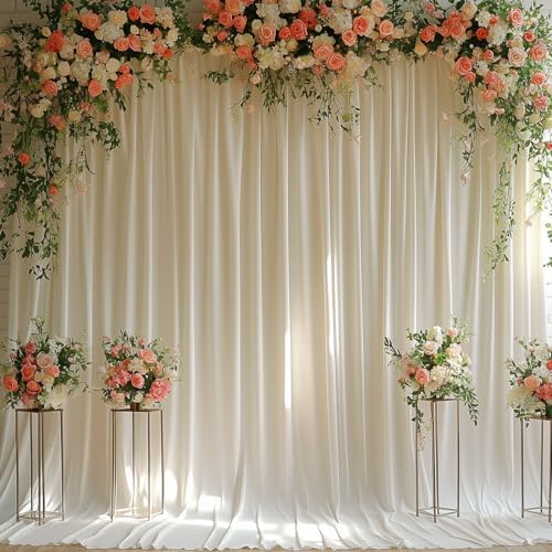 Ivory Backdrop Curtains for Wedding Parties, 30x7FT Wrinkle Free Photo Backdrop Curtains for Wedding Birthday, alternate view