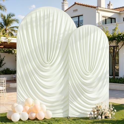 Ivory Draped Arch Backdrop Covers 7.2 and 6 FT, Cream Draped Arch Cover Stretchy Backdrop Set of 2 for Birthday, alternate