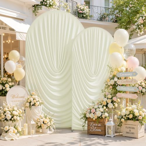 Ivory Draped Arch Backdrop Covers 7.2 and 6 FT, Cream Draped Arch Cover Stretchy Backdrop Set of 2 for Birthday, alternate