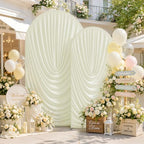 Ivory Draped Arch Backdrop Covers 7.2 and 6 FT, Cream Draped Arch Cover Stretchy Backdrop Set of 2 for Birthday, alternate