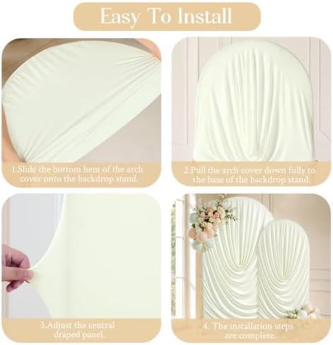 Ivory Draped Arch Backdrop Covers 7.2 and 6 FT, Cream Draped Arch Cover Stretchy Backdrop Set of 2 for Birthday, alternate