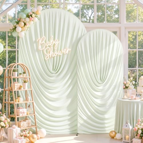 Ivory Draped Arch Backdrop Covers 7.2 and 6 FT, Cream Draped Arch Cover Stretchy Backdrop Set of 2 for Birthday, alternate