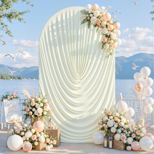 Ivory Draped Arch Cover, 6.6FT Elegant Wedding Arch Backdrop Cover in 6.6FT in Ivory, alternate view 3