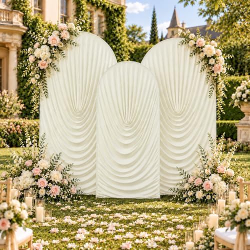Ivory Draped Arch Cover, 6FT, 6.6FT & 7.2FT Ruched Ripple Arch Covers