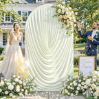 Ivory Draped Arch Cover, 7.2FT Elegant Wedding Arch Backdrop Cover in 7.2FT in Ivory, alternate view 2