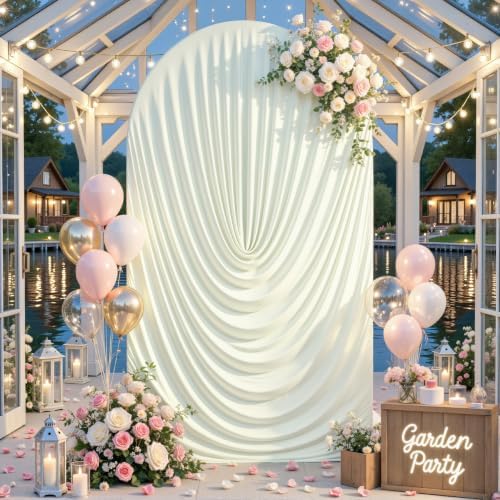 Ivory Draped Arch Cover, 7.2FT Elegant Wedding Arch Backdrop Cover in 7.2FT in Ivory, alternate view 4
