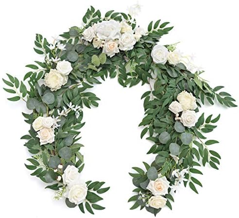 Ivory Eucalyptus Flower Garland White Wedding Arch 6 FT