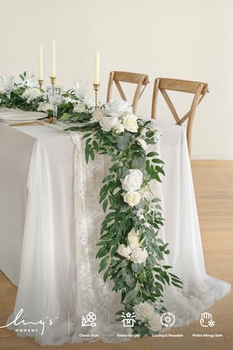 Ivory Eucalyptus Flower Garland White Wedding Arch 6 FT, alternate view 2