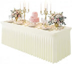 Ivory Spandex Tablecloth for 8FT Rectangle Tables, Table Skirt