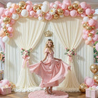 Ivory Tulle Backdrop Curtain for Parties Wedding,10ft x 10ft Wrinkle Free Curtain Backdrop,2 Layer Drapes for, alternate view