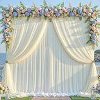 Ivory Tulle Backdrop Curtain for Parties Wedding,10ft x 10ft Wrinkle Free Curtain Backdrop,2 Layer Drapes for, alternate view