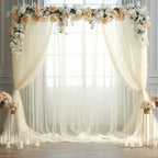 Ivory Tulle Backdrop Curtain for Wedding Parties 10ft x 10ft Sheer Backdrop Curtains for Bridal Shower Birthday, alternate