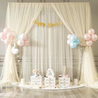 Ivory Tulle Backdrop Curtain for Wedding Parties 10ft x 10ft Sheer Backdrop Curtains for Bridal Shower Birthday, alternate