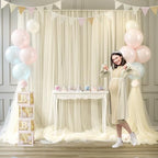 Ivory Tulle Backdrop Curtain for Wedding Parties 10ft x 10ft Sheer Backdrop Curtains for Bridal Shower Birthday, alternate