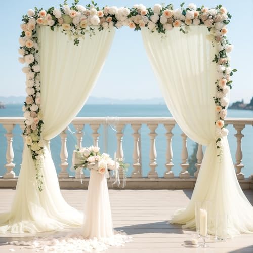Ivory Tulle Backdrop Curtain for Wedding Parties 10ft x 10ft Sheer Backdrop Curtains for Bridal Shower Birthday, alternate