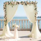 Ivory Tulle Backdrop Curtain for Wedding Parties 10ft x 10ft Sheer Backdrop Curtains for Bridal Shower Birthday, alternate