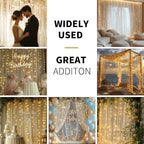 Ivory Tulle Backdrop Curtain with Lights for Decor, 10x10FT in 10x10FT, alternate view 2
