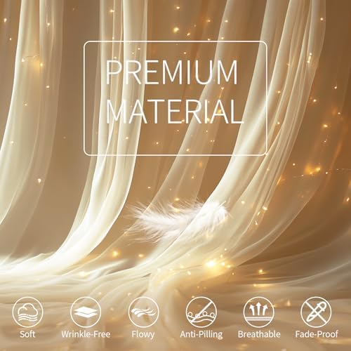 Ivory Tulle Backdrop Curtain with Lights for Decor, 10x10FT in 10x10FT, alternate view 5