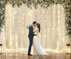 Ivory Tulle Backdrop Curtains with Lights String for Parites Wedding 20×10ft Ivory Sheer Backdrop Curtains for, alternate