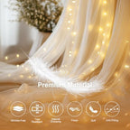 Ivory Tulle Backdrop with Fairy Lights for Parites Wrinkle-Free Sheer Curtain Drapes Photo Back Drop for Wedding, alternate