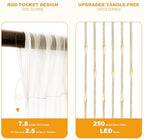 Ivory Tulle Backdrop with Fairy Lights for Parites Wrinkle-Free Sheer Curtain Drapes Photo Back Drop for Wedding, alternate