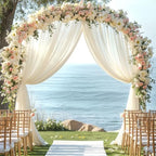 Ivory Wedding Arch Draping Fabric 28" x19FT Sheer Curtain Drapes in 28" width x 19Ft length(2 Panels) in Ivory, alternate
