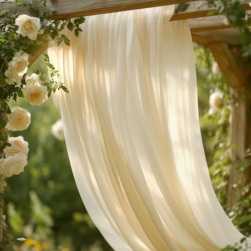 Ivory Wedding Arch Draping Fabric - 31" x 20FT Sheer Chiffon Panel - Wrinkle-Free Backdrop Drapery for Ceremony, alternate