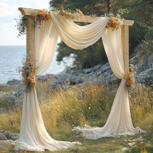Ivory Wedding Arch Draping Fabric - 31" x 20FT Sheer Chiffon Panel - Wrinkle-Free Backdrop Drapery for Ceremony, alternate
