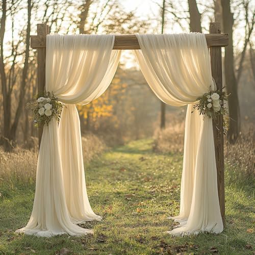 Ivory Wedding Arch Draping Fabric - 31" x 20FT Sheer Chiffon Panel - Wrinkle-Free Backdrop Drapery for Ceremony, alternate