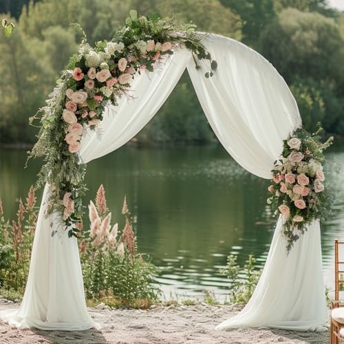 Ivory Wedding Arch Draping Fabric Backdrop Drapes Sheer 28.7"x 20FT, alternate view 3