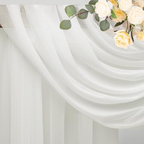 Ivory Wedding Arch Draping Fabric Backdrop Drapes Sheer 28.7"x 20FT, alternate view 4