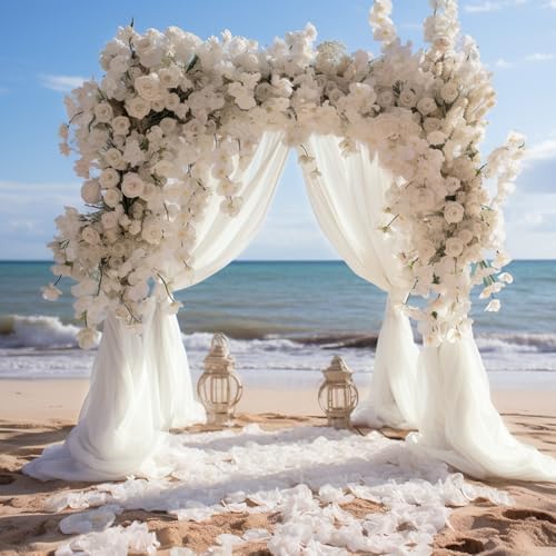 Ivory Wedding Arch Draping Fabric Backdrop Drapes Sheer 28.7"x 20FT, alternate view 6