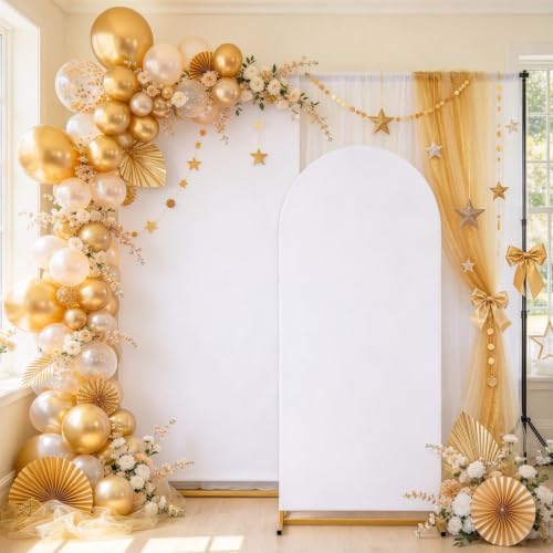 Ivory White Arch Backdrop Covers 7.2FT 6FT Wedding Party Arch Covers in 6/7.2ft in Ivory, White, alternate view 2