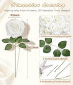 Ivory White Foam Roses 25pcs Artificial Flower with Stem Home Decor in Ivory White, alternate view 2