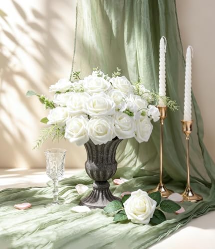 Ivory White Foam Roses 25pcs Artificial Flower with Stem Home Decor in Ivory White, alternate view 3