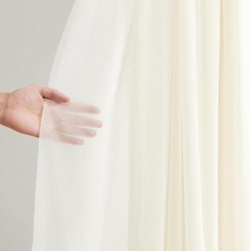 Ivory White Wedding Arch Draping Fabric Sheer Curtain Drapes 2 Panels | 20 ft Extra Long Shimmery Backdrop, alternate view 5
