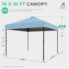 JEAREY 10x10 Pop Up Canopy Tent, Easy Up Outdoor Market Canopy, Light Blue in Light Blue, alternate view 2
