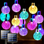 Jedavai Solar String Lights Outdoor 2 Pack 200 Led 80FT Multi-Color Crystal Globe Lights with 8 Lighting Modes