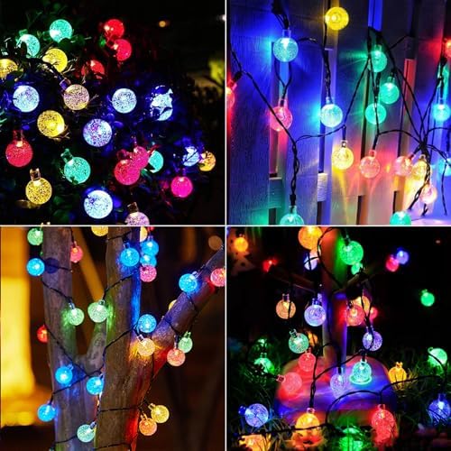 Jedavai Solar String Lights Outdoor 2 Pack 200 Led 80FT Multi-Color Crystal Globe Lights with 8 Lighting Modes, alternate