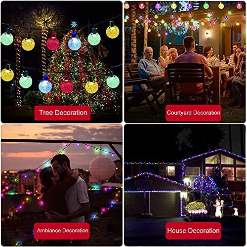 Jedavai Solar String Lights Outdoor 2 Pack 200 Led 80FT Multi-Color Crystal Globe Lights with 8 Lighting Modes, alternate