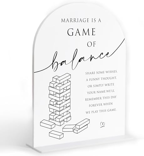 Jenga Guestbook Wedding Sign, White Arch Acrylic Sign, Guest Book Wedding Reception, Bridal Shower Decor