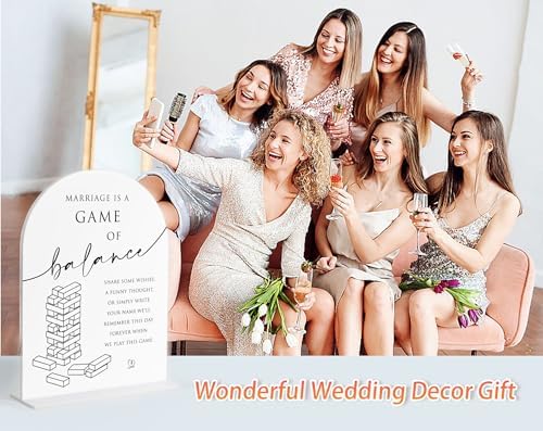 Jenga Guestbook Wedding Sign, White Arch Acrylic Sign, Guest Book Wedding Reception, Bridal Shower Decor, alternate view 5