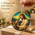 Jesus Christmas Ornament, Jesus Hugging Opossum Ornament, Christian Christmas Ornaments, Religious Holiday, alternate view 4