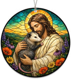 Jesus Christmas Ornament, Jesus Hugging Opossum Ornament, Christian Christmas Ornaments, Religious Holiday, alternate view 6
