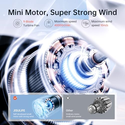 JISULIFE Portable Handheld Fan Life9, Turbo Airflow, Up to 18H Runtime, alternate view 3